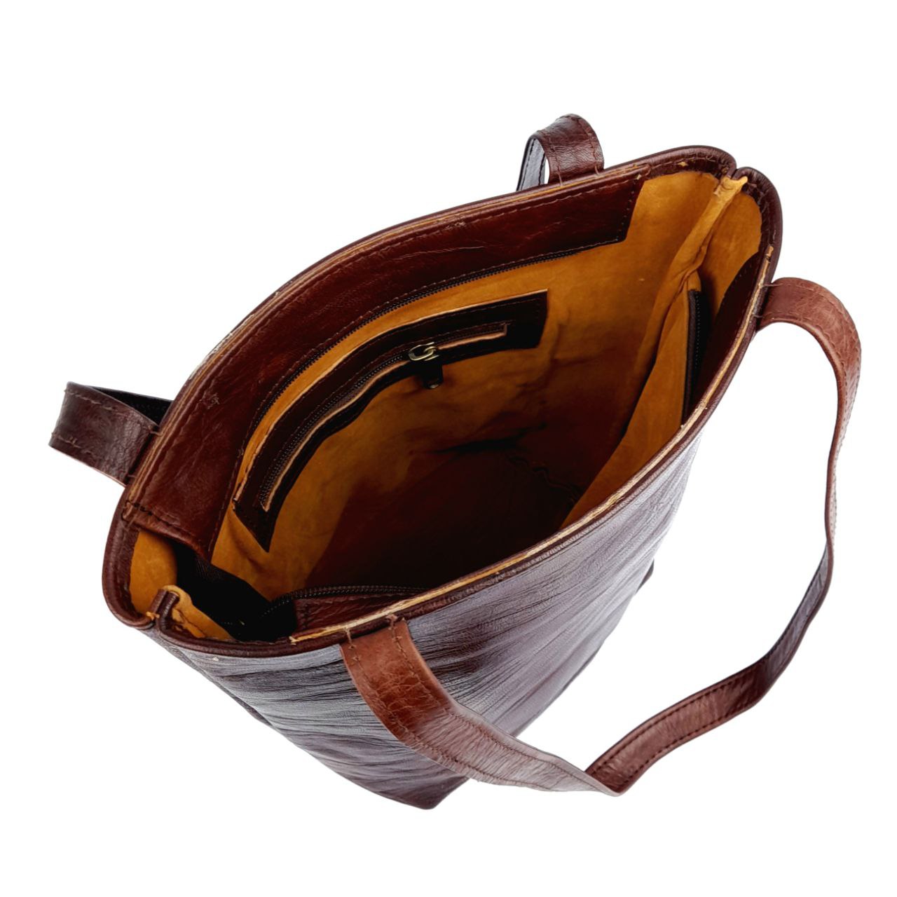 حقيبة A64 نسائية من الجلد المغربي باللون البني