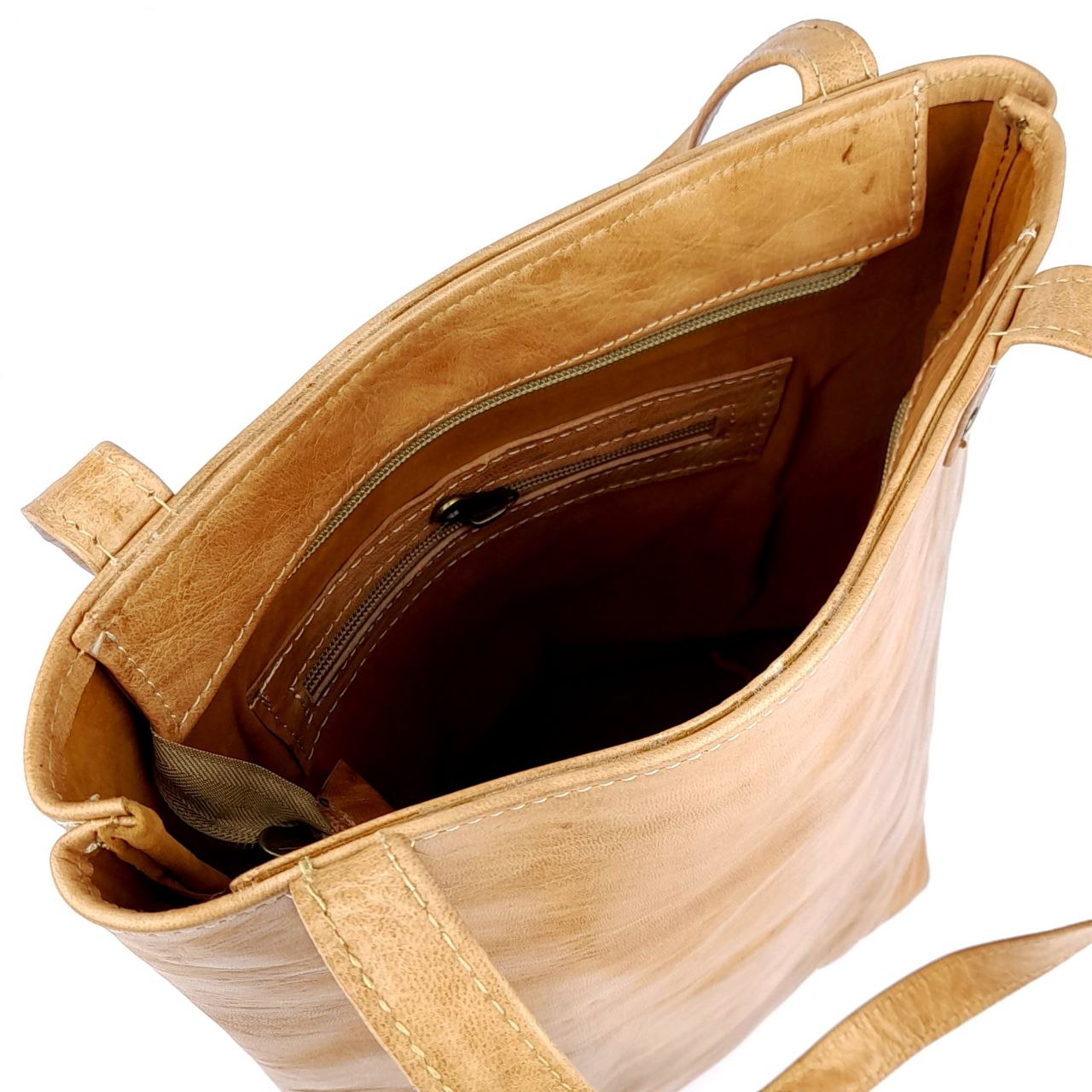 A64 Sac Femme En Cuir traditionnel Sable