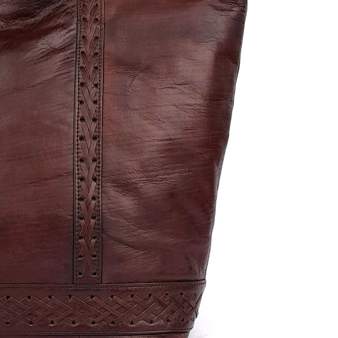 حقيبة A61 نسائية من الجلد المغربي باللون البني