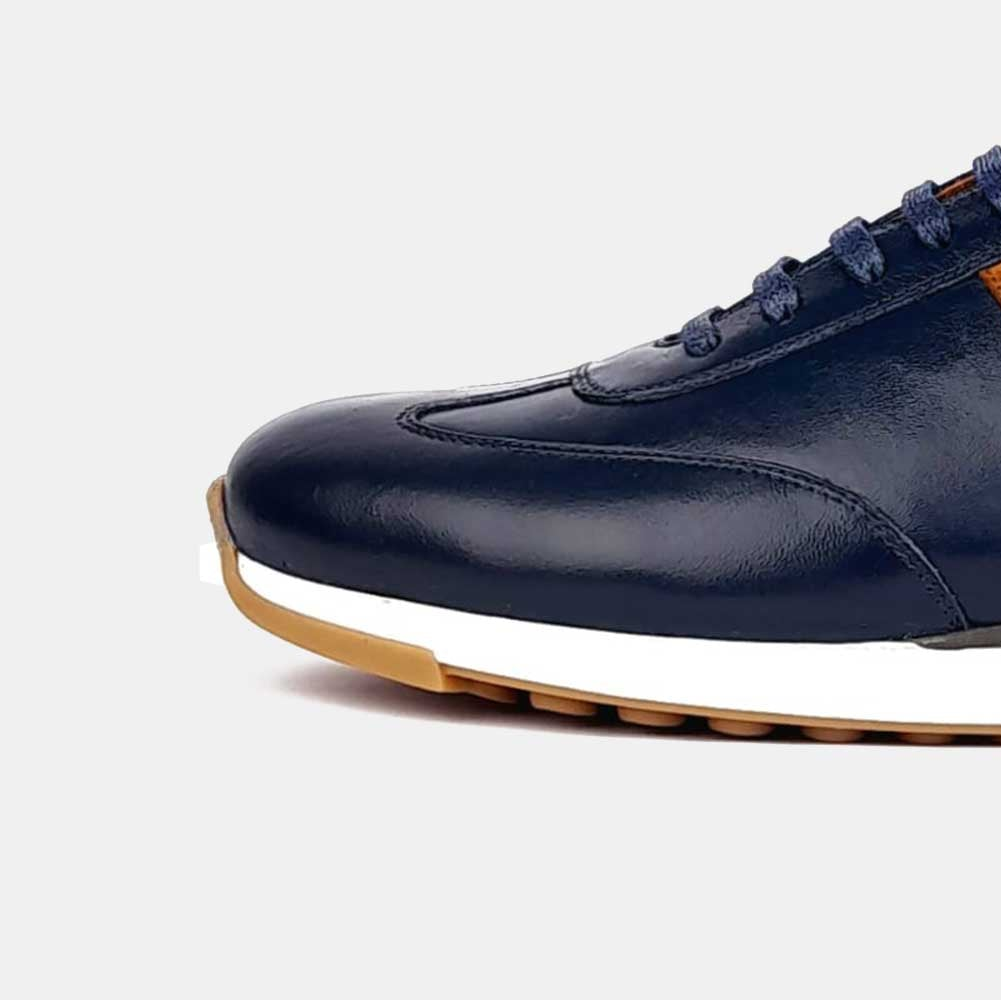 Volzak 6048 Basket en cuir Bleu Camel