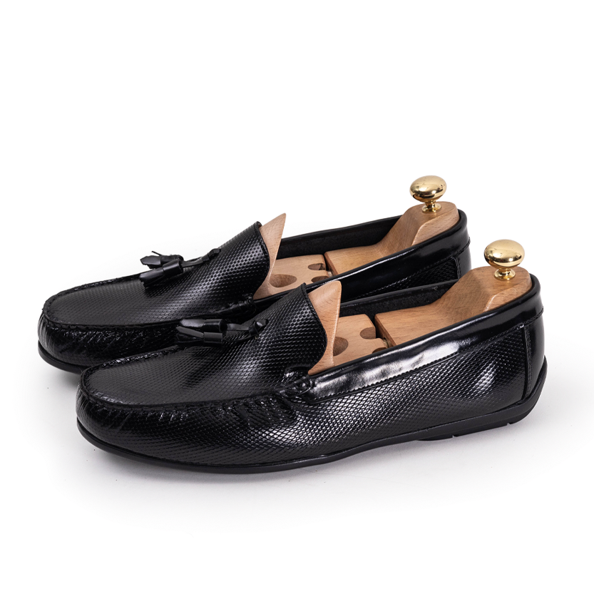 Volzak 5140 Mocassin en cuir Démasquable noir