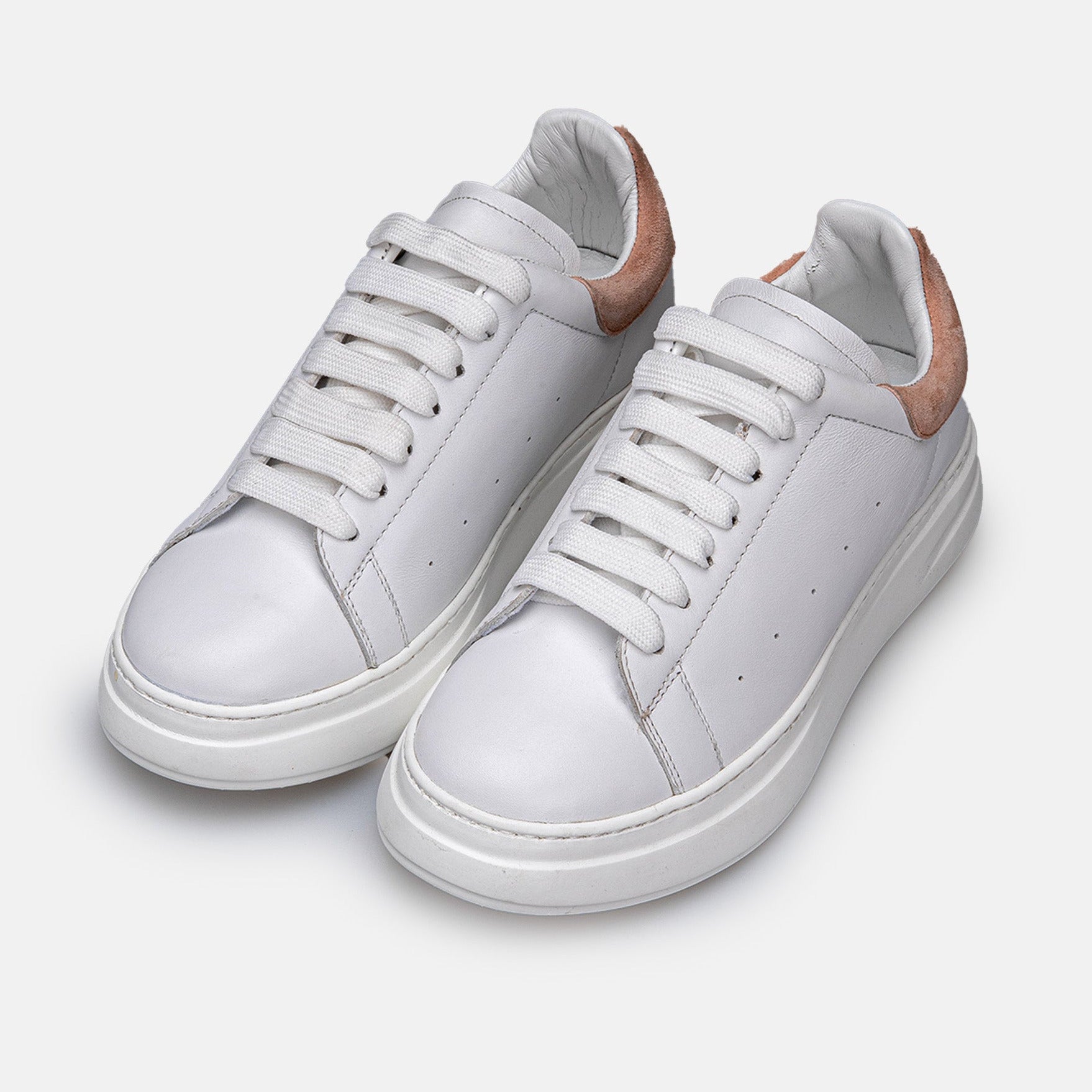 Volzak 3001 Basket en cuir Blanc pêche clair