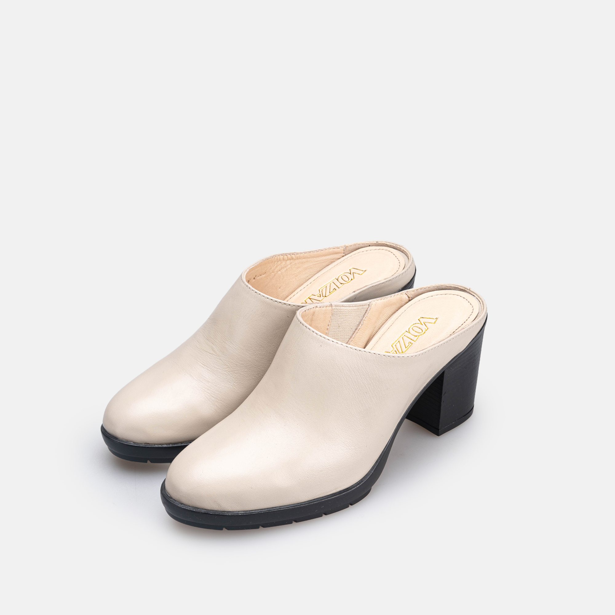 Volzak 686 Sabot à talon en cuir Beige