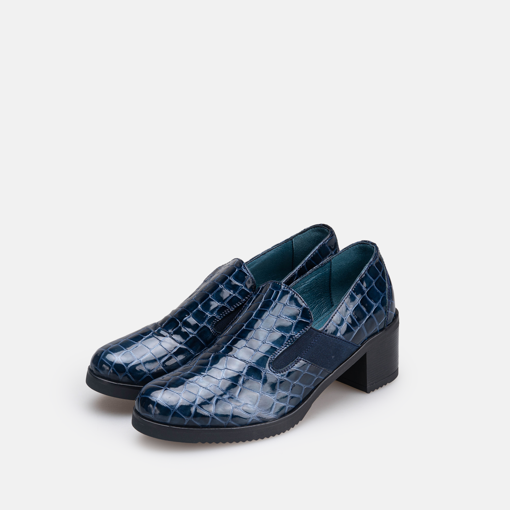 Volzak 535 chaussure en cuir Bleu Serpent Vernis