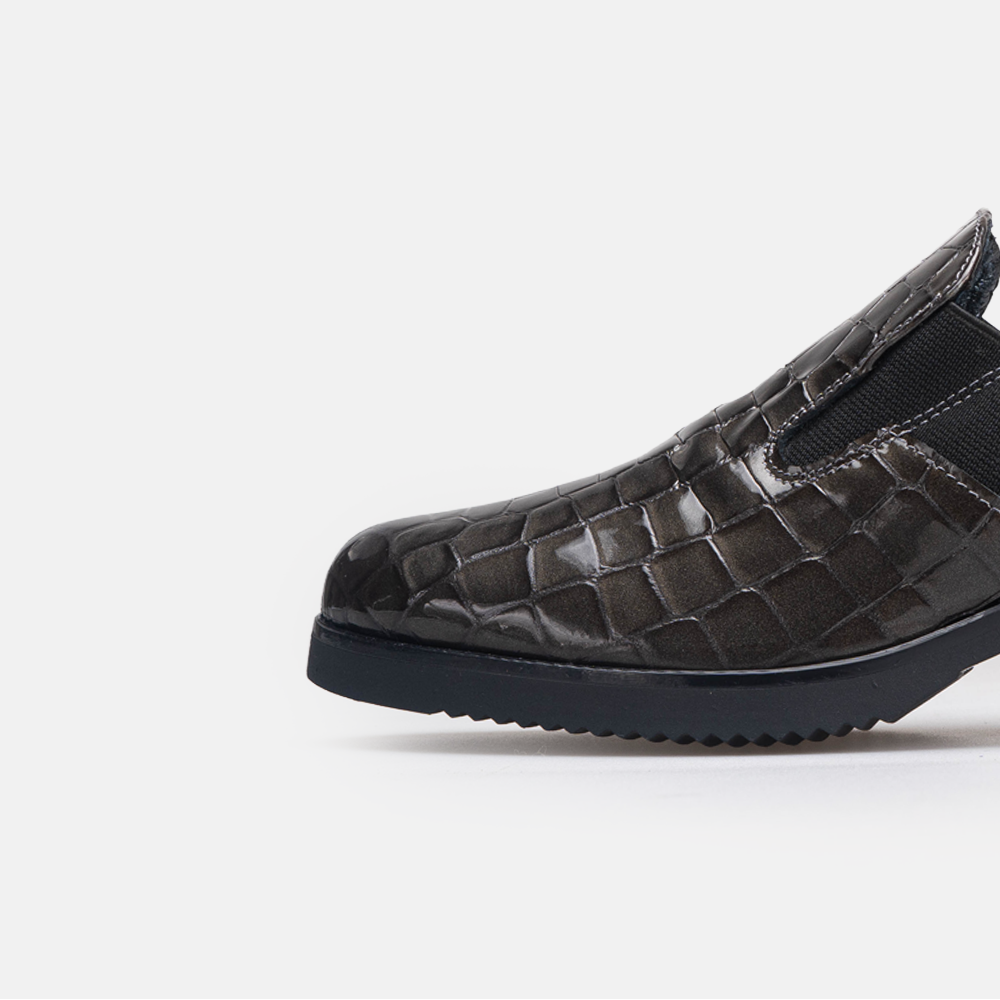 Volzak 535 chaussure en cuir Gris Serpent Vernis