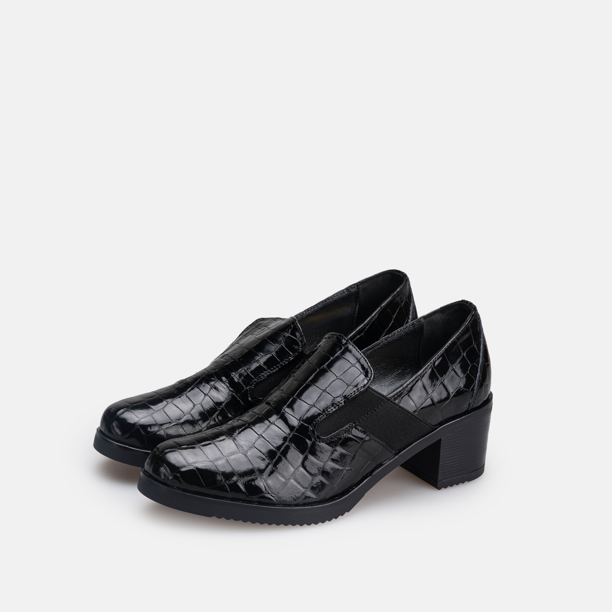 Volzak 535 chaussure en cuir Noir Serpent Vernis