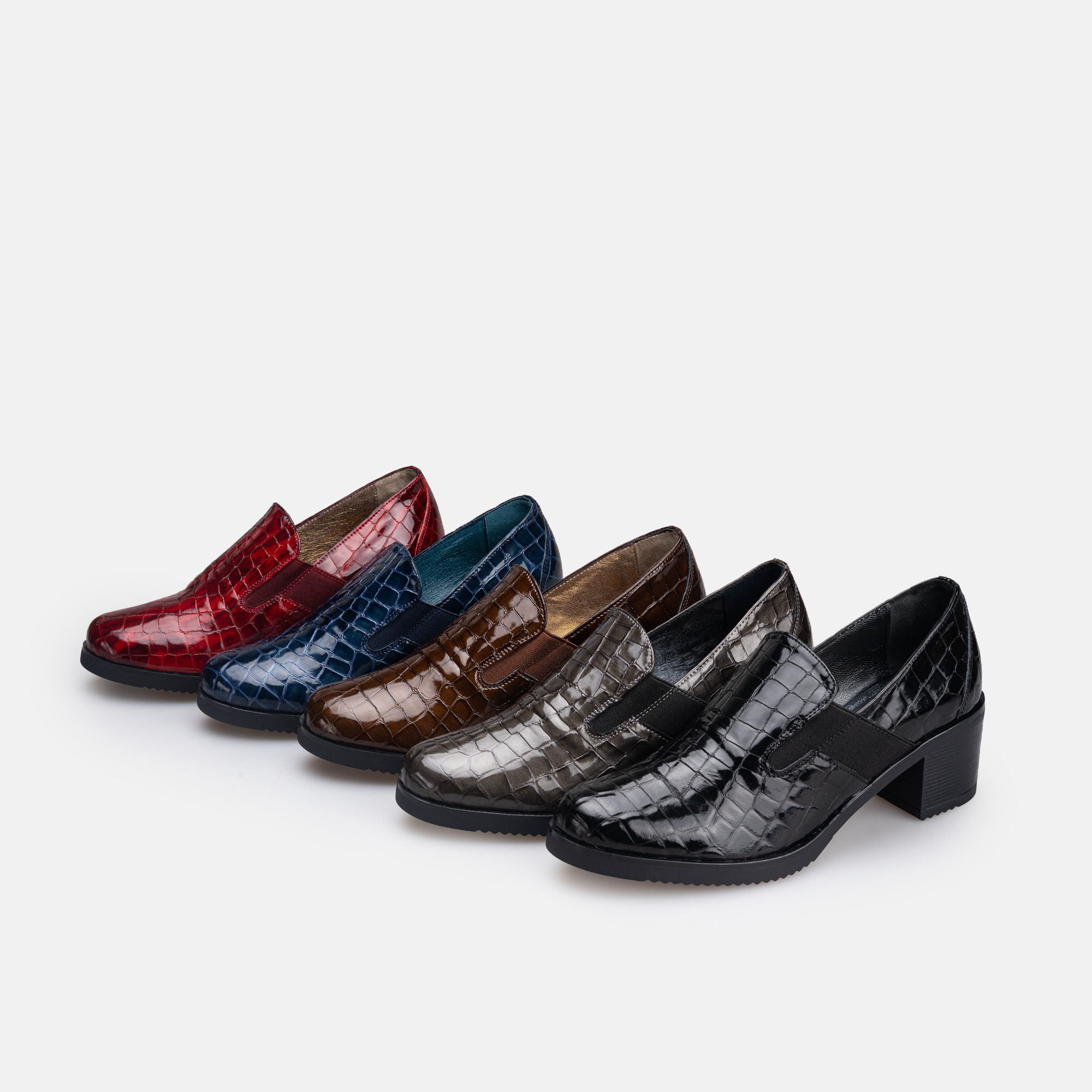 Volzak 535 chaussure en cuir Marron Serpent Vernis