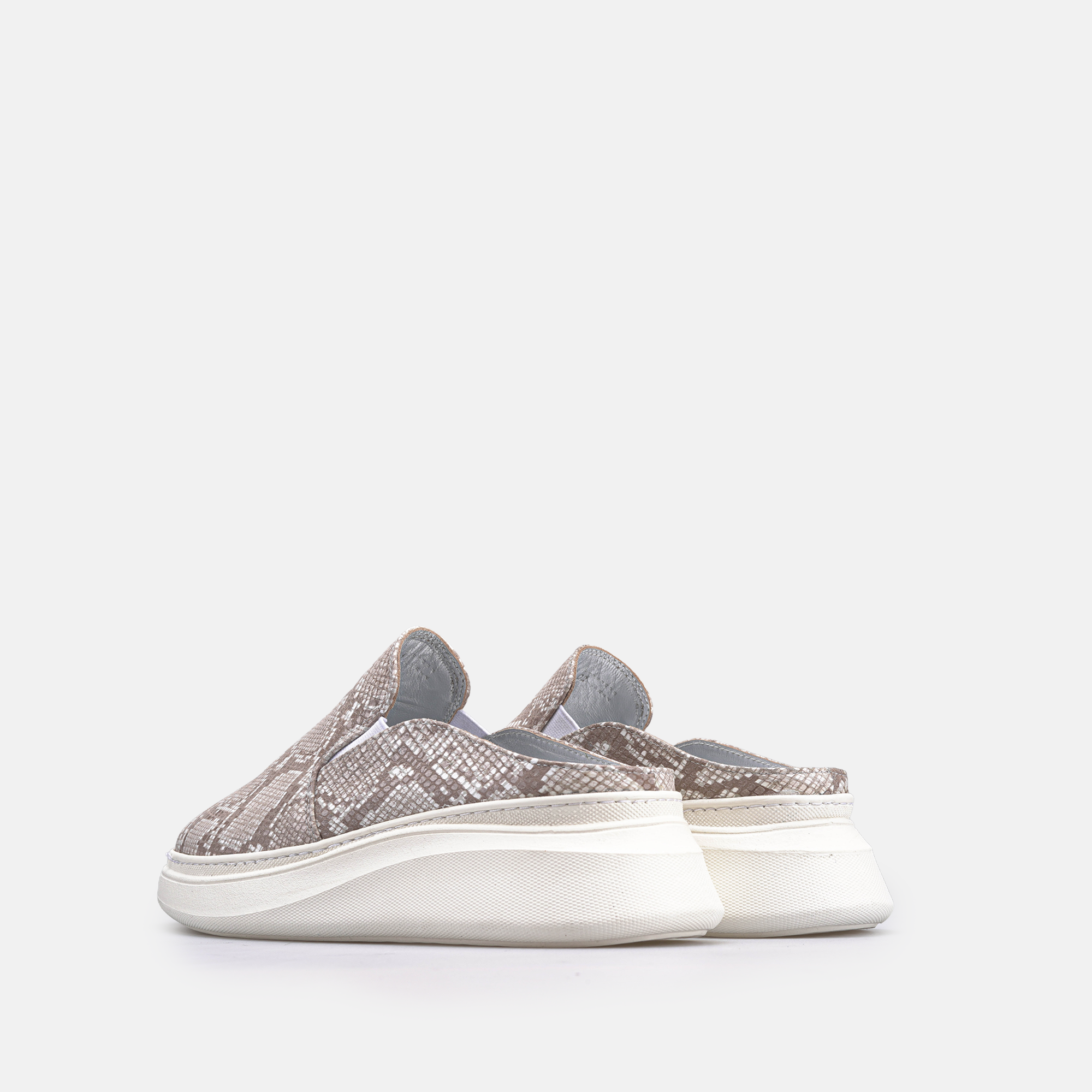 Volzak 02 Mule en cuir Beige Serpent