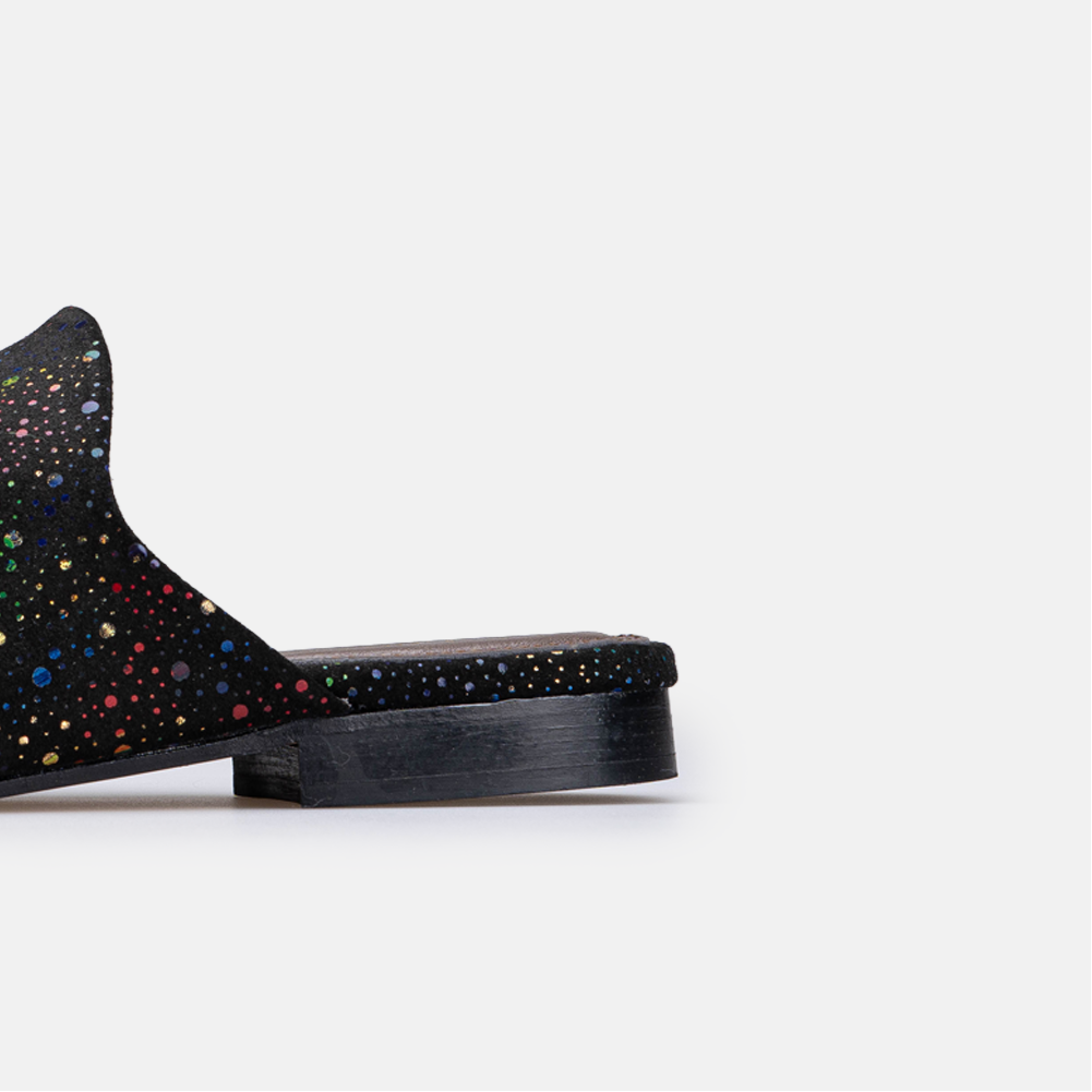 Édition limitée Volzak 3111 Mule en cuir Noir Multicouleur