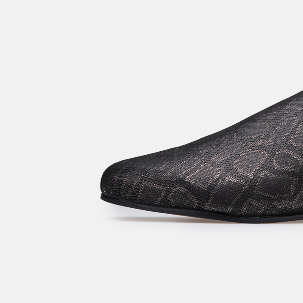 Édition limitée Volzak 3111 Mule en cuir Noir Serpent