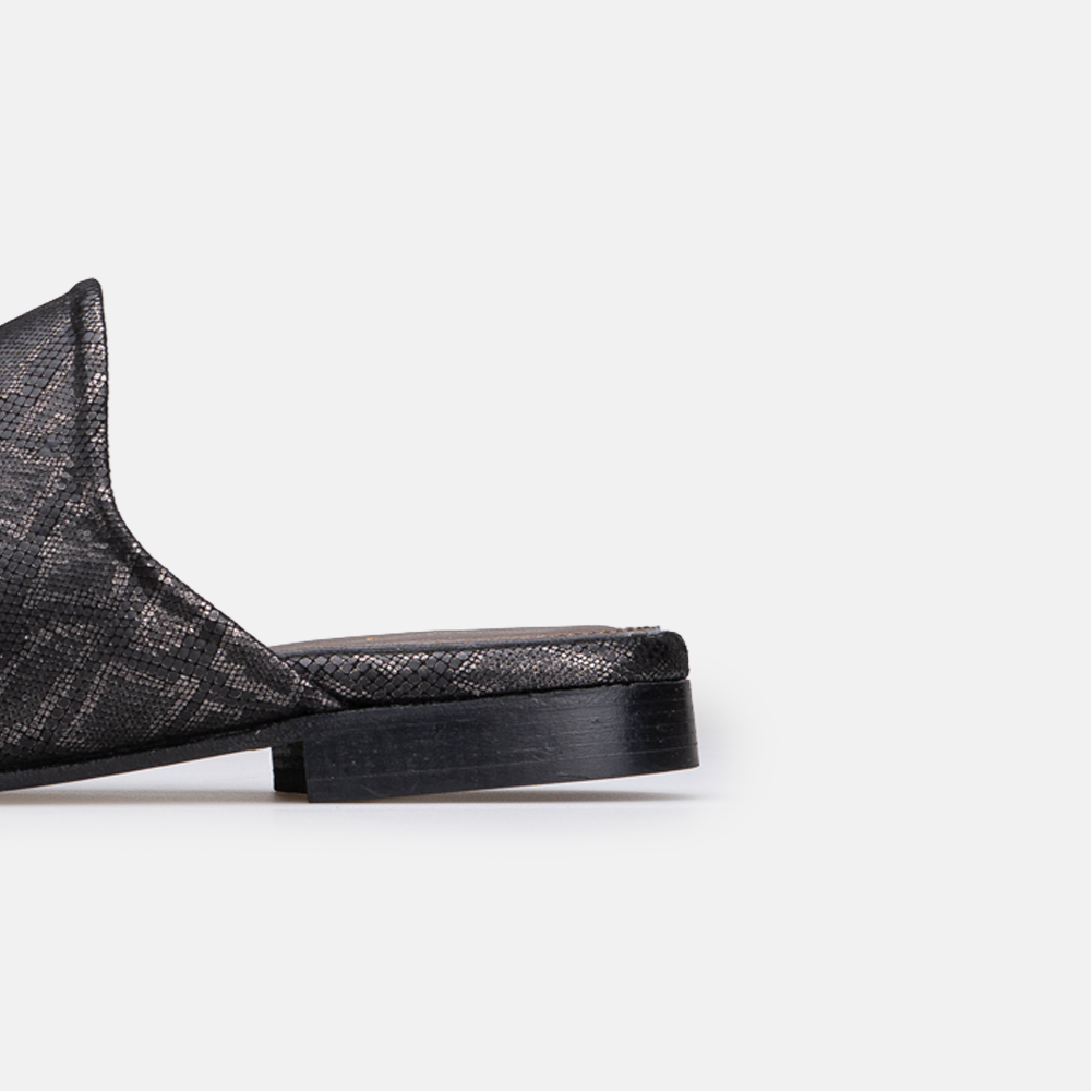 Édition limitée Volzak 3111 Mule en cuir Noir Serpent