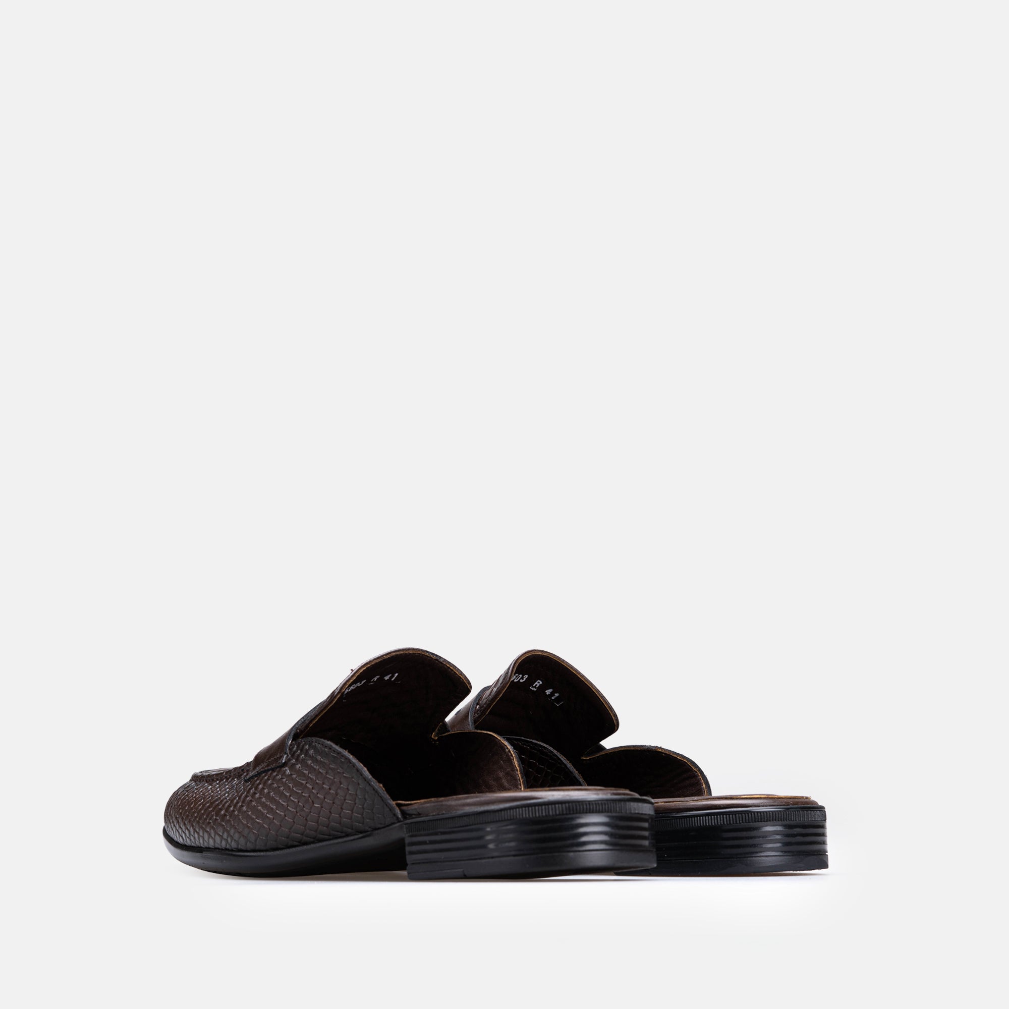 Volzak 5603 Mule en cuir Marron Croco
