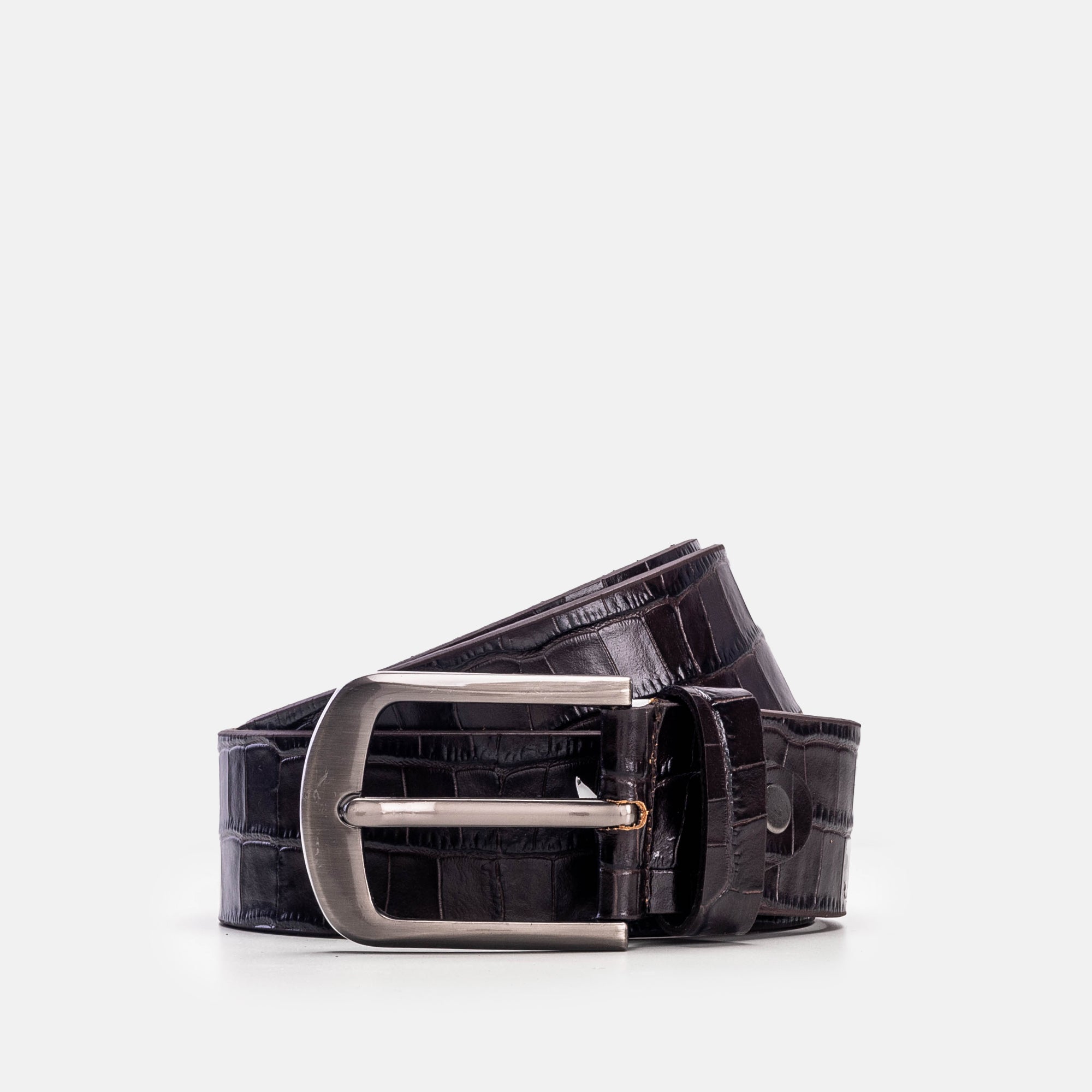 004 Ceinture sport en cuir Marron Croco