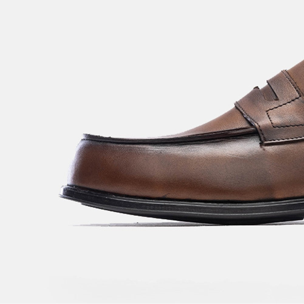 Volzak 5157 Mocassin penny en cuir Marron vintage