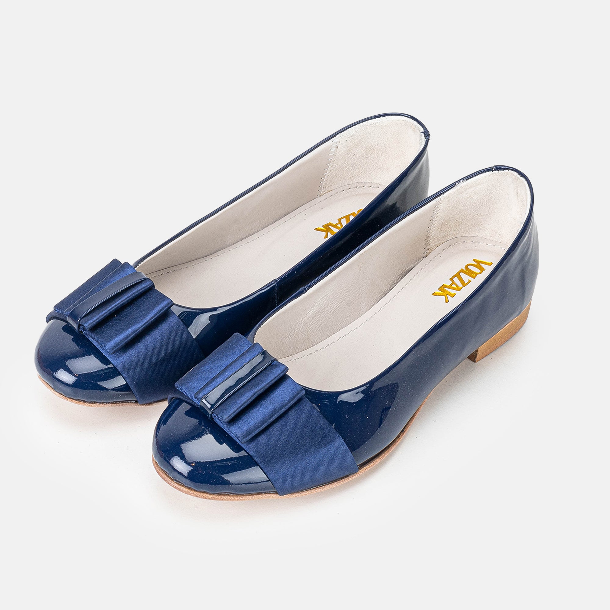 '''077 Ballerine en cuir Bleu Vernis