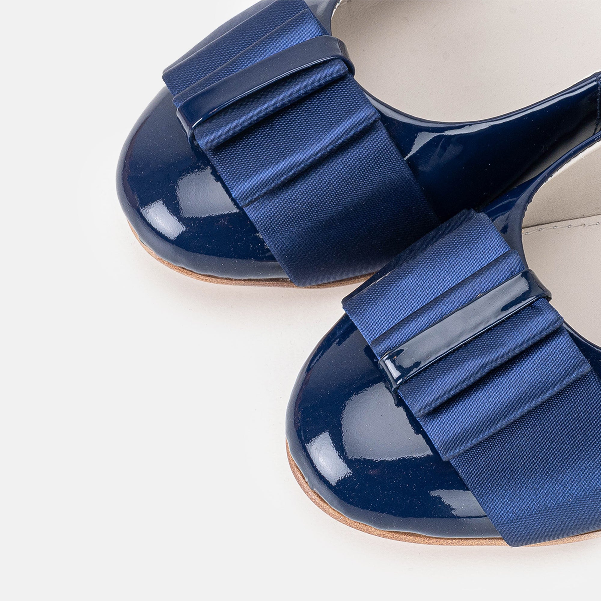 '''077 Ballerine en cuir Bleu Vernis