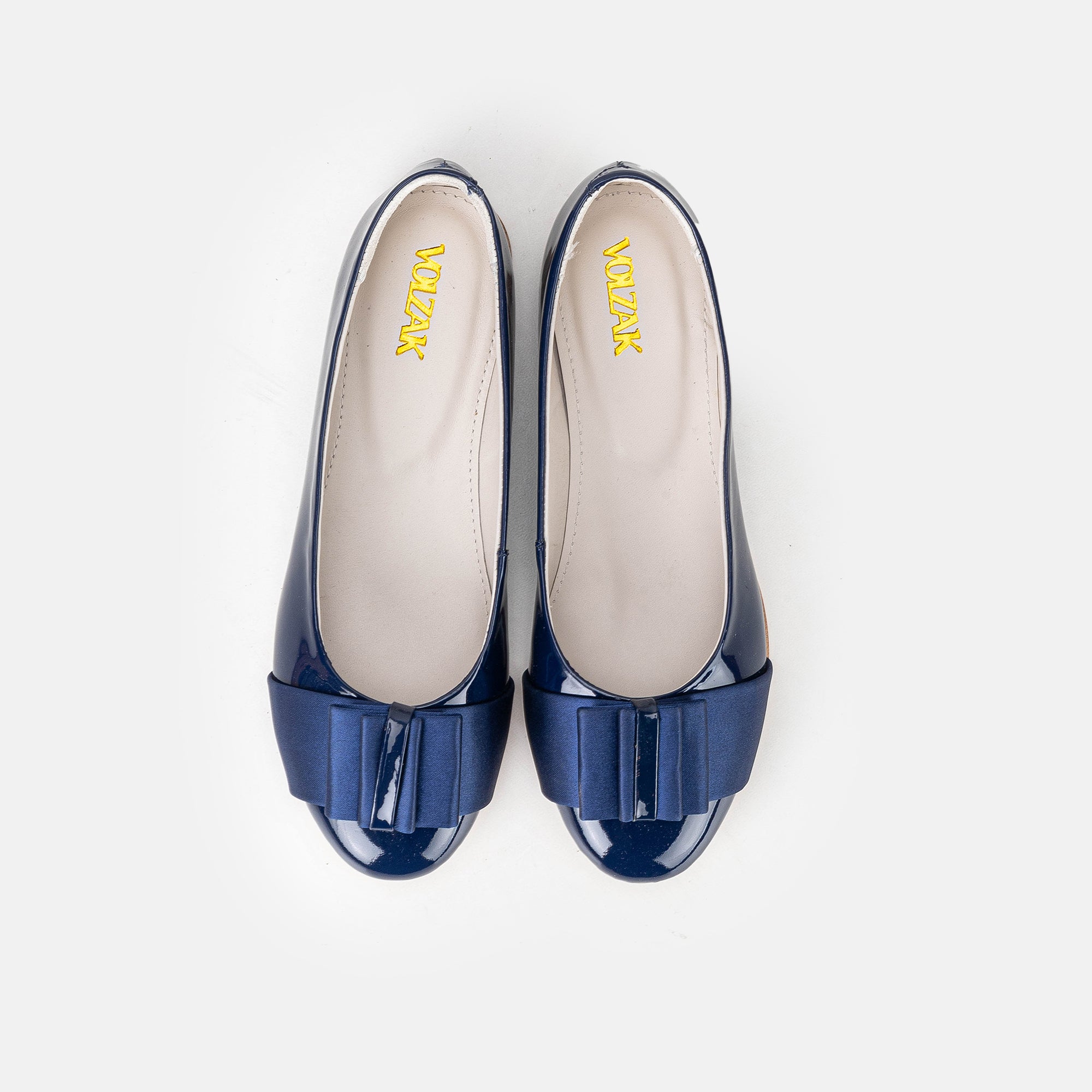 '''077 Ballerine en cuir Bleu Vernis