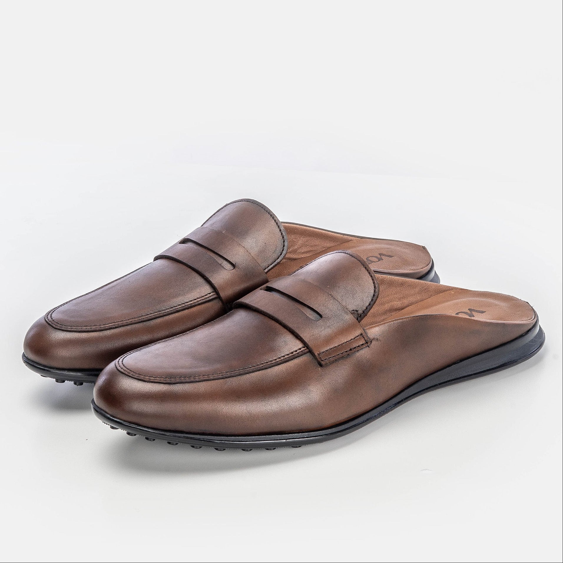 Volzak 5172 Mule en cuir marron vintage