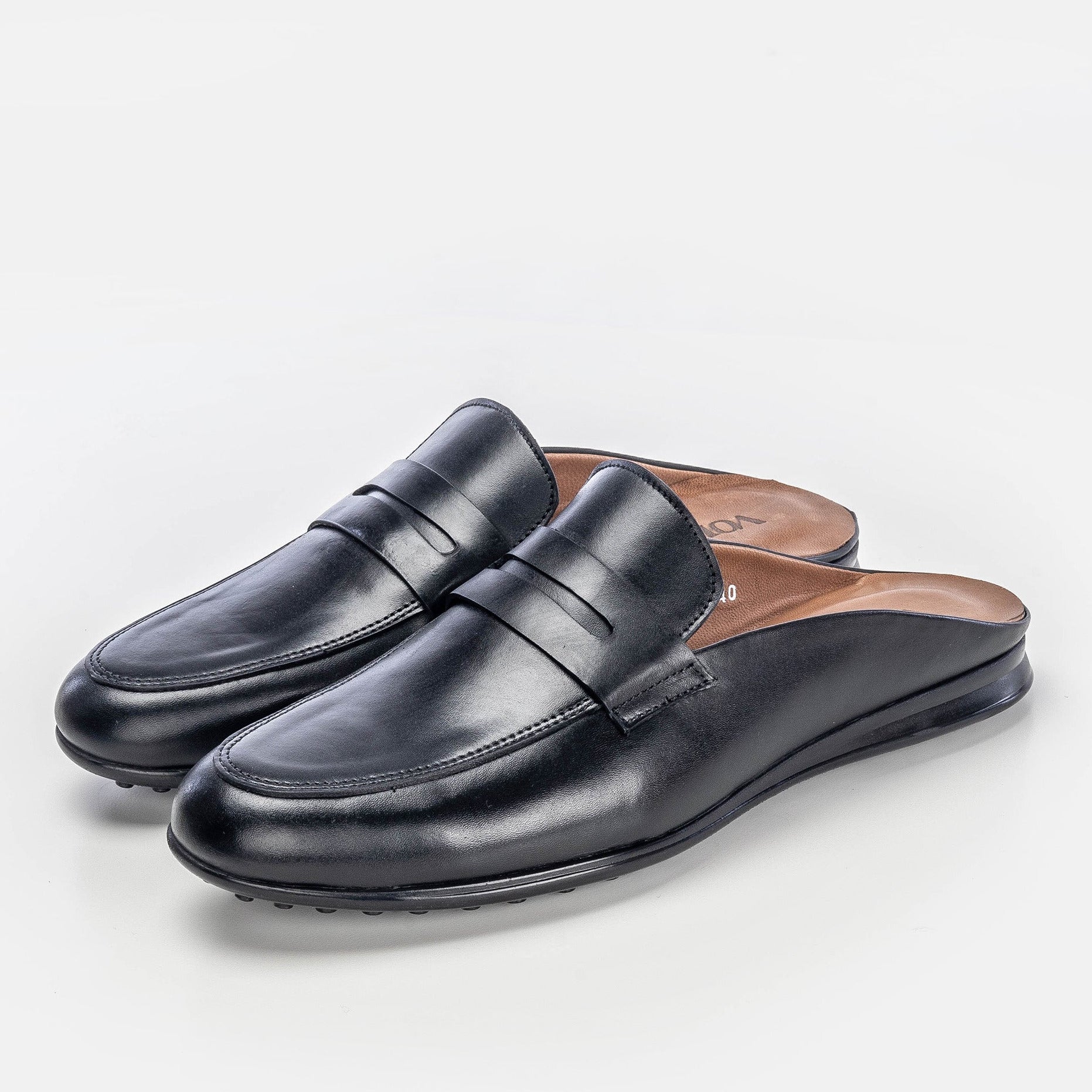 Volzak 5172 Mule en cuir noir