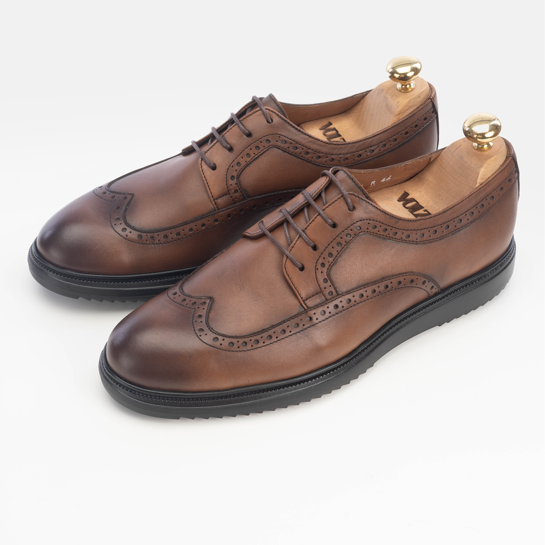 Volzak 5235 chaussure en cuir marron vintage