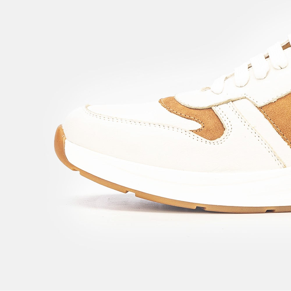 Volzak 3038 Basket en cuir Blanc Camel