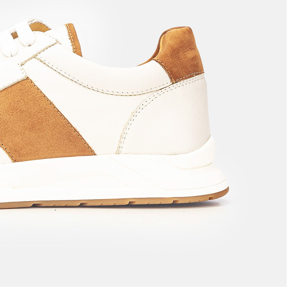 Volzak 3038 Basket en cuir Blanc Camel
