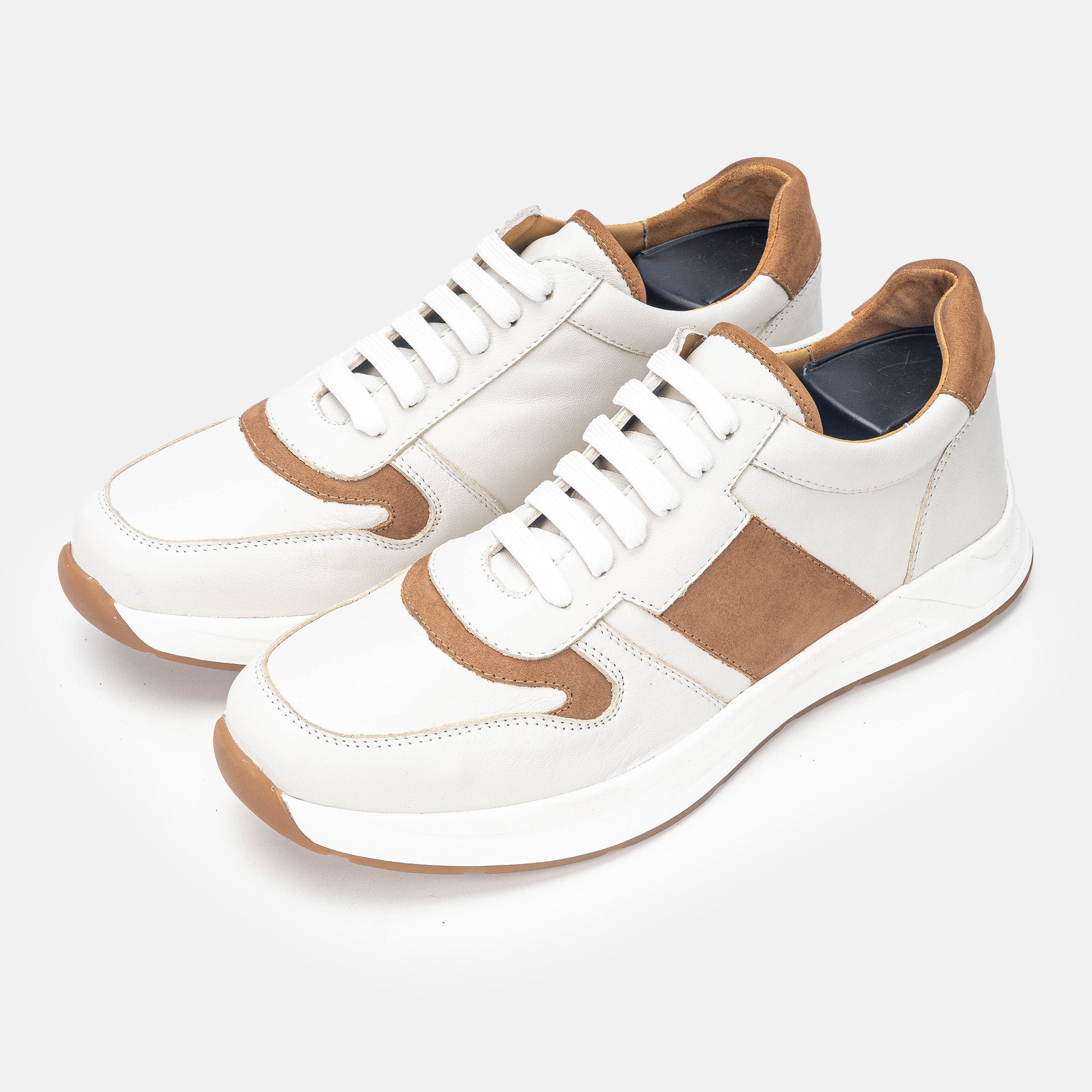 '''''3038 Basket en cuir Blanc Camel