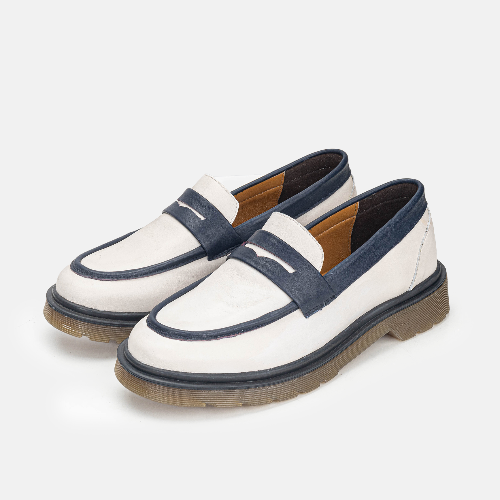 Volzak 422 Chaussure en cuir Beige Bleu