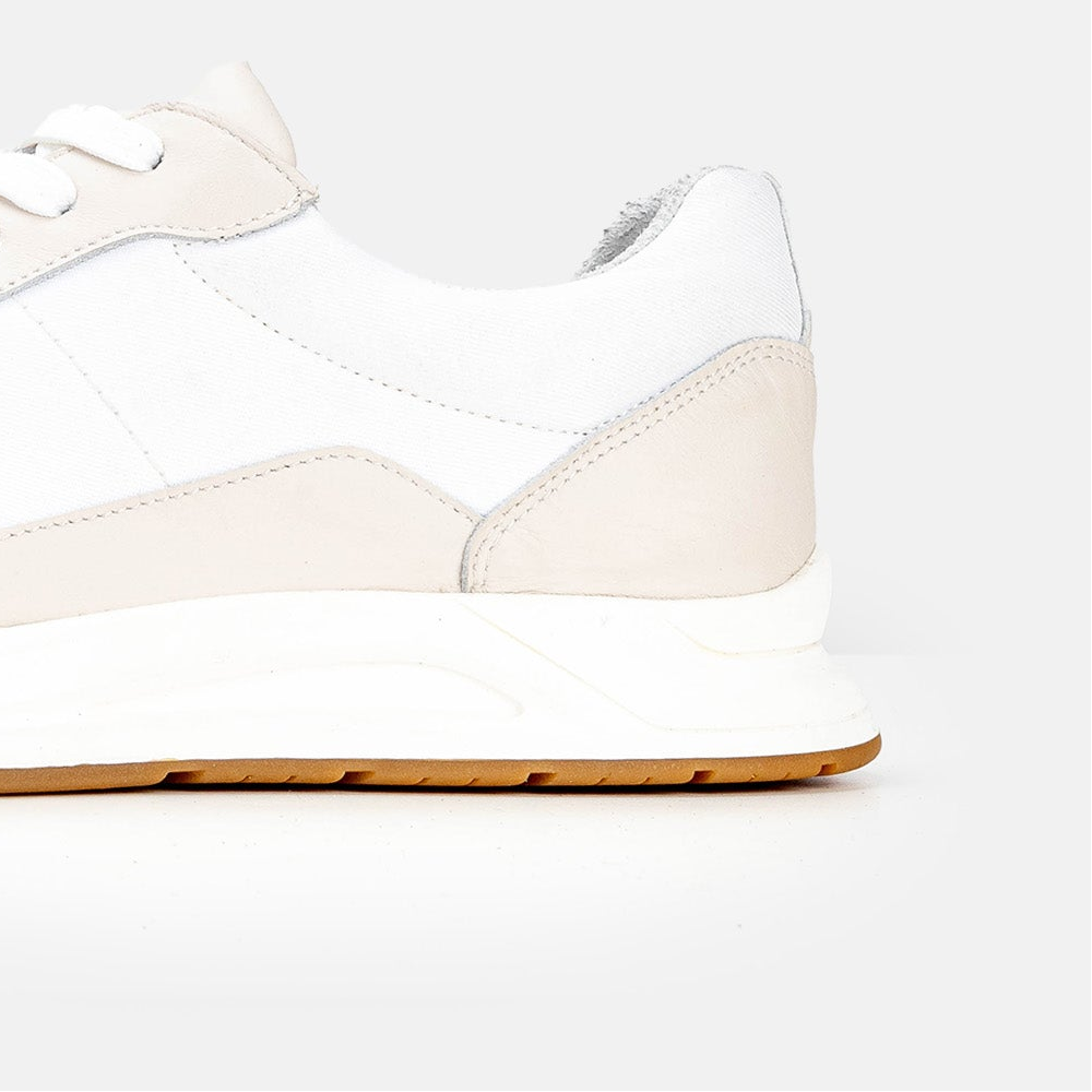 Volzak 3039 Basket en cuir Beige Blanc