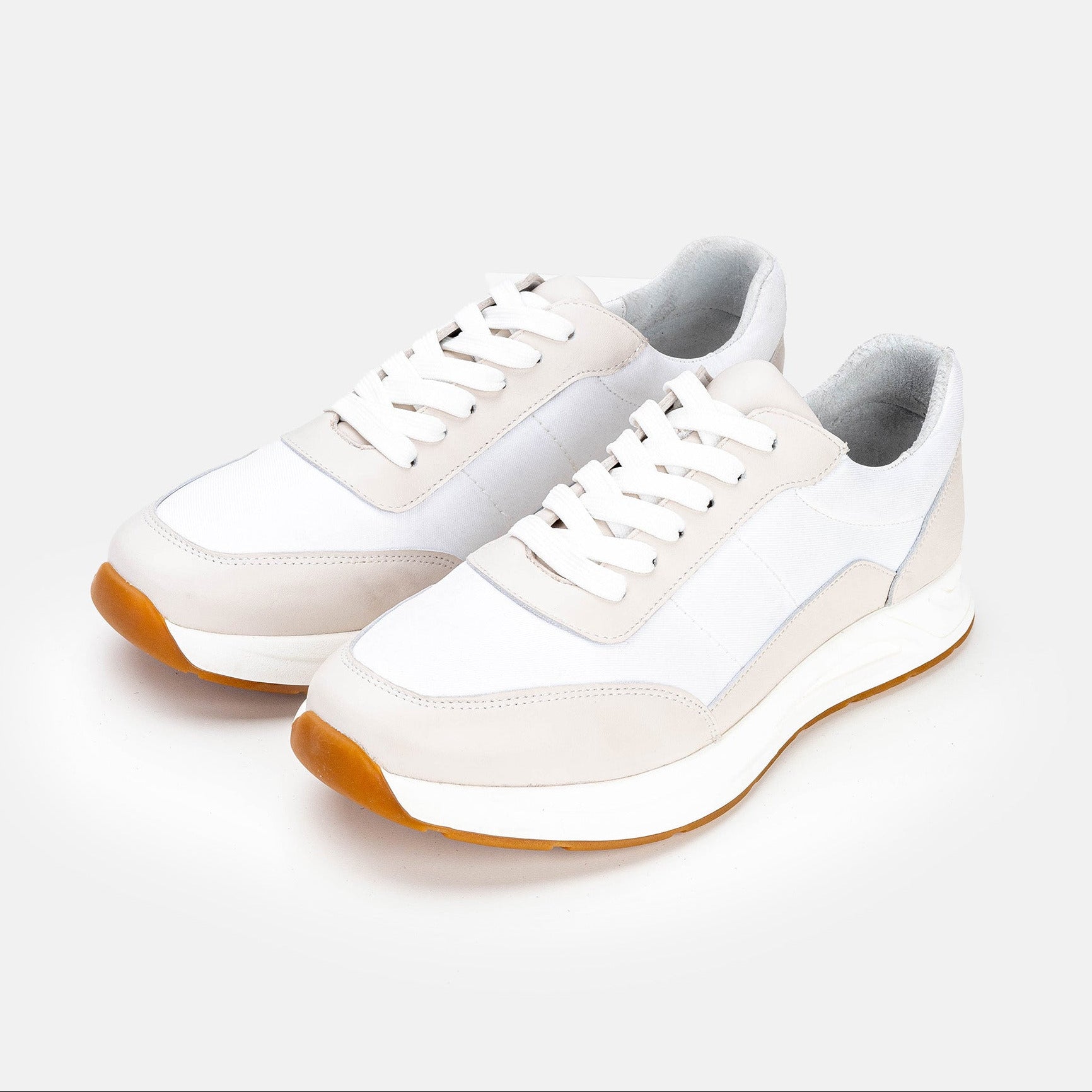 Volzak 3039 Basket en cuir Beige Blanc