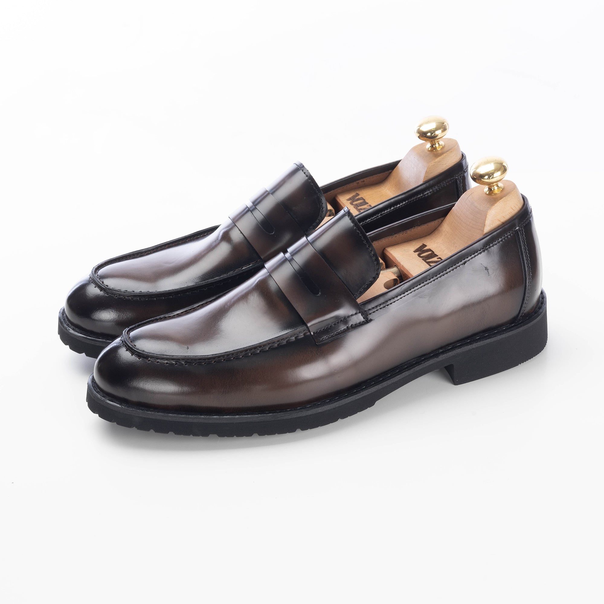 '''5164 chaussure en cuir Démasquable marron
