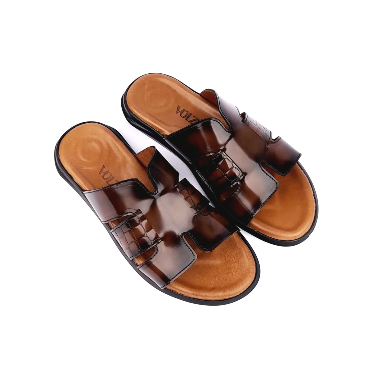 .5136 Sandale en cuir démasquable marron vintage