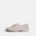VOLZAK light beige suede moccasin with leather lining and rubber sole, side view