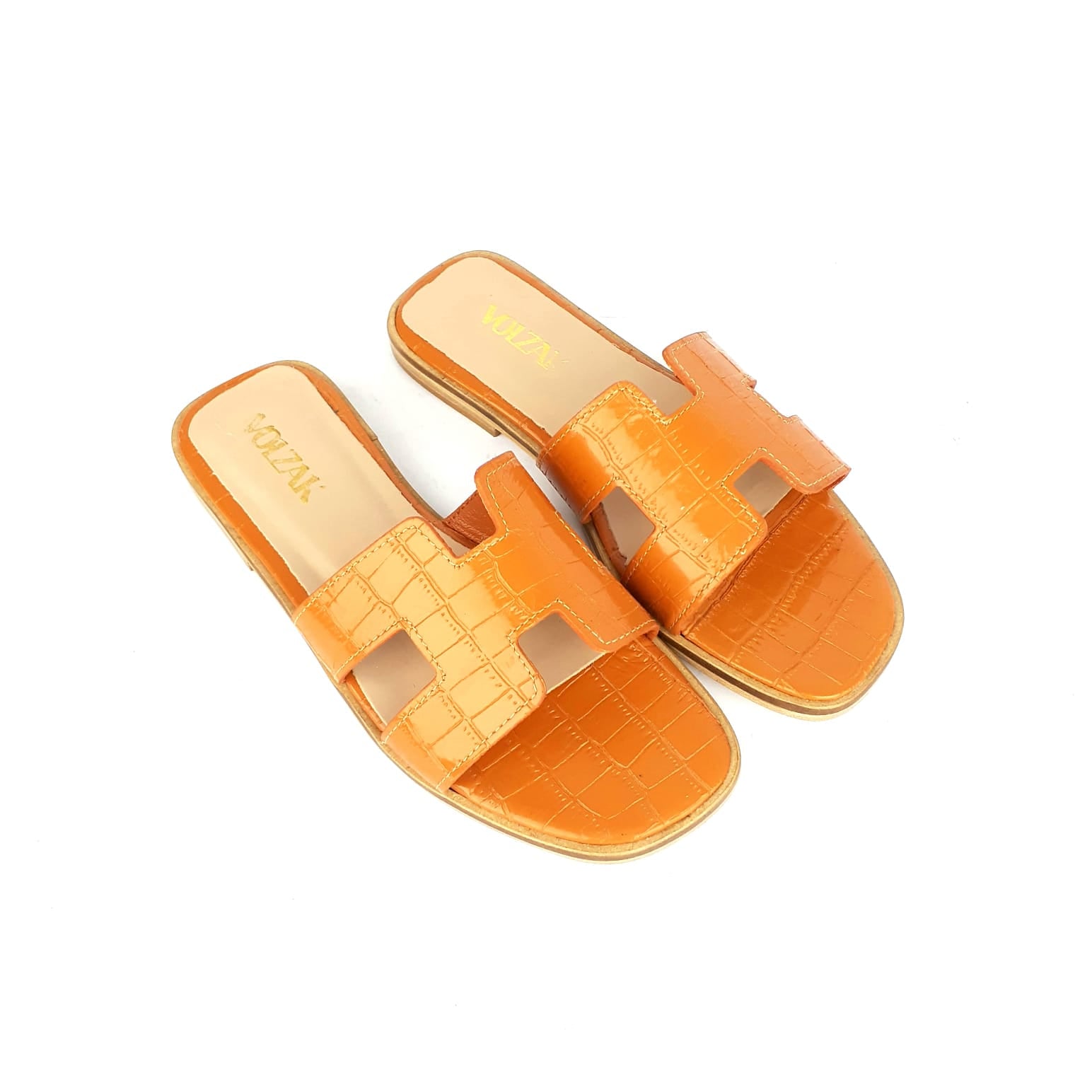 015 Sandale en cuir orange